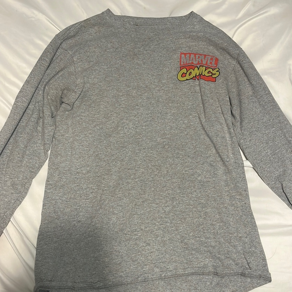 gray marvel comics shirt